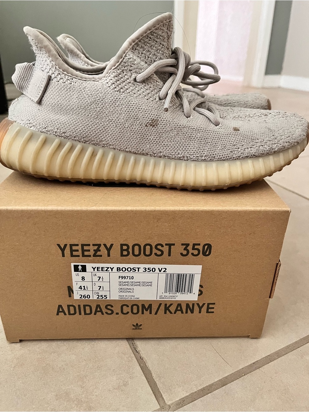 Adidas Yeezy Boost 350 Men’s Sz 8: Sesame